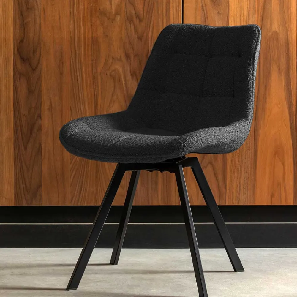 Wohnen Küchenstühle|Esszimmerstühle*Esstisch Drehstuhl aus Boucle Stoff - Seymour (2er Set)