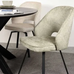 Wohnen Skandinavische Möbel|Küchenstühle*Esstisch Drehstuhl in Beige Struktursamt - Turena (2er Set)