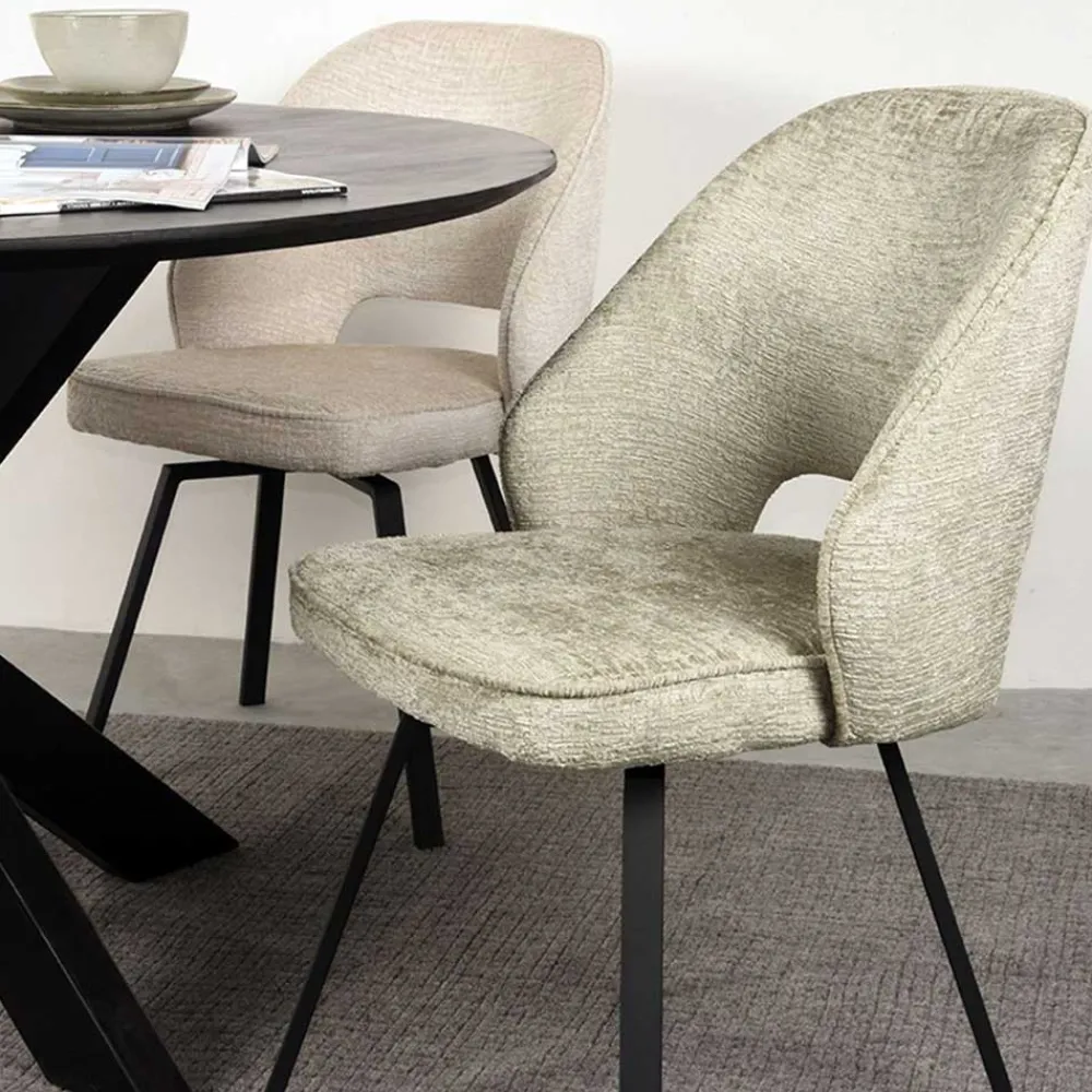 Wohnen Skandinavische Möbel|Küchenstühle*Esstisch Drehstuhl in Beige Struktursamt - Turena (2er Set)