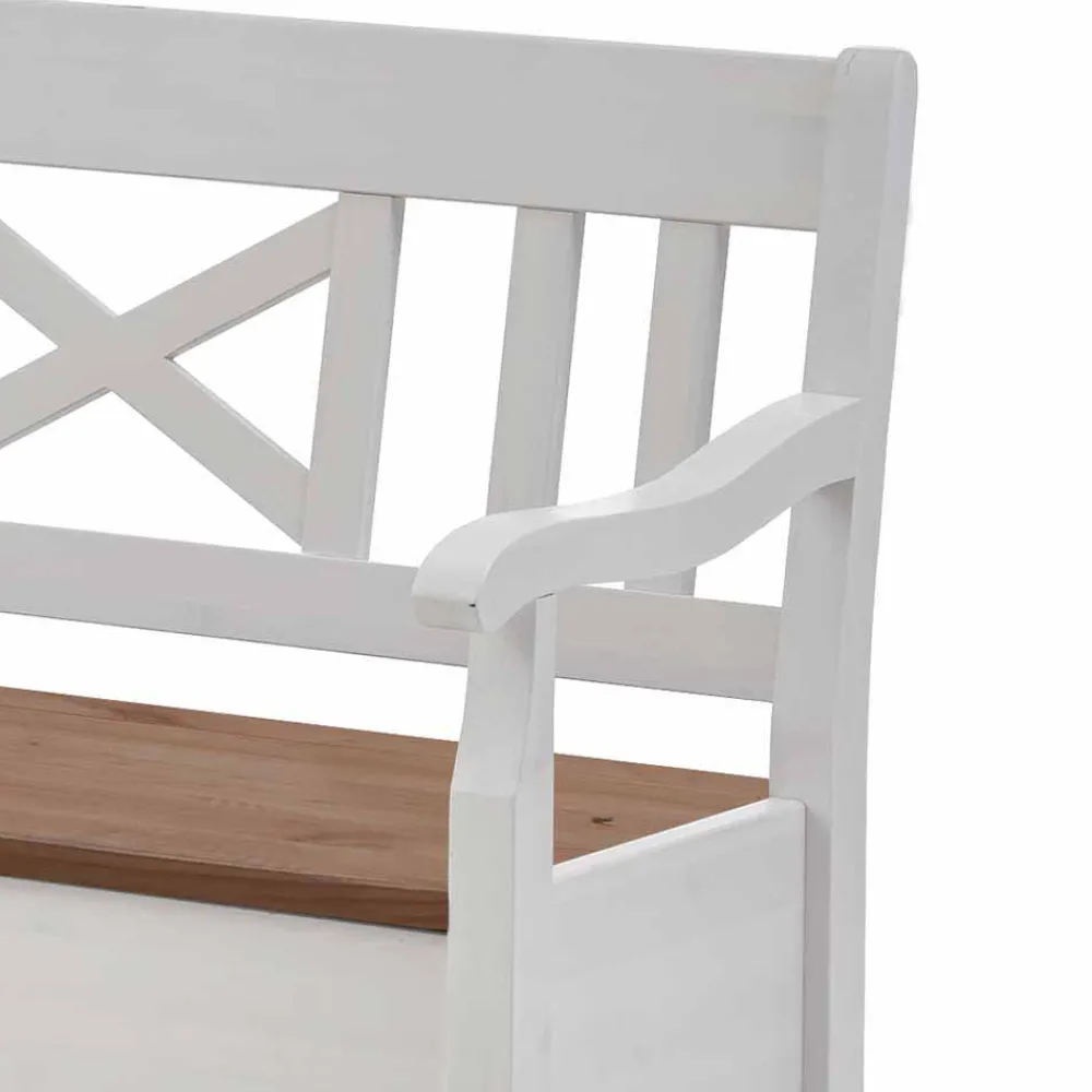 Wohnen Küchenbänke|Esszimmerbänke*Esstisch Eckbank Barlad aus Kiefernholz Weiß mit Braun