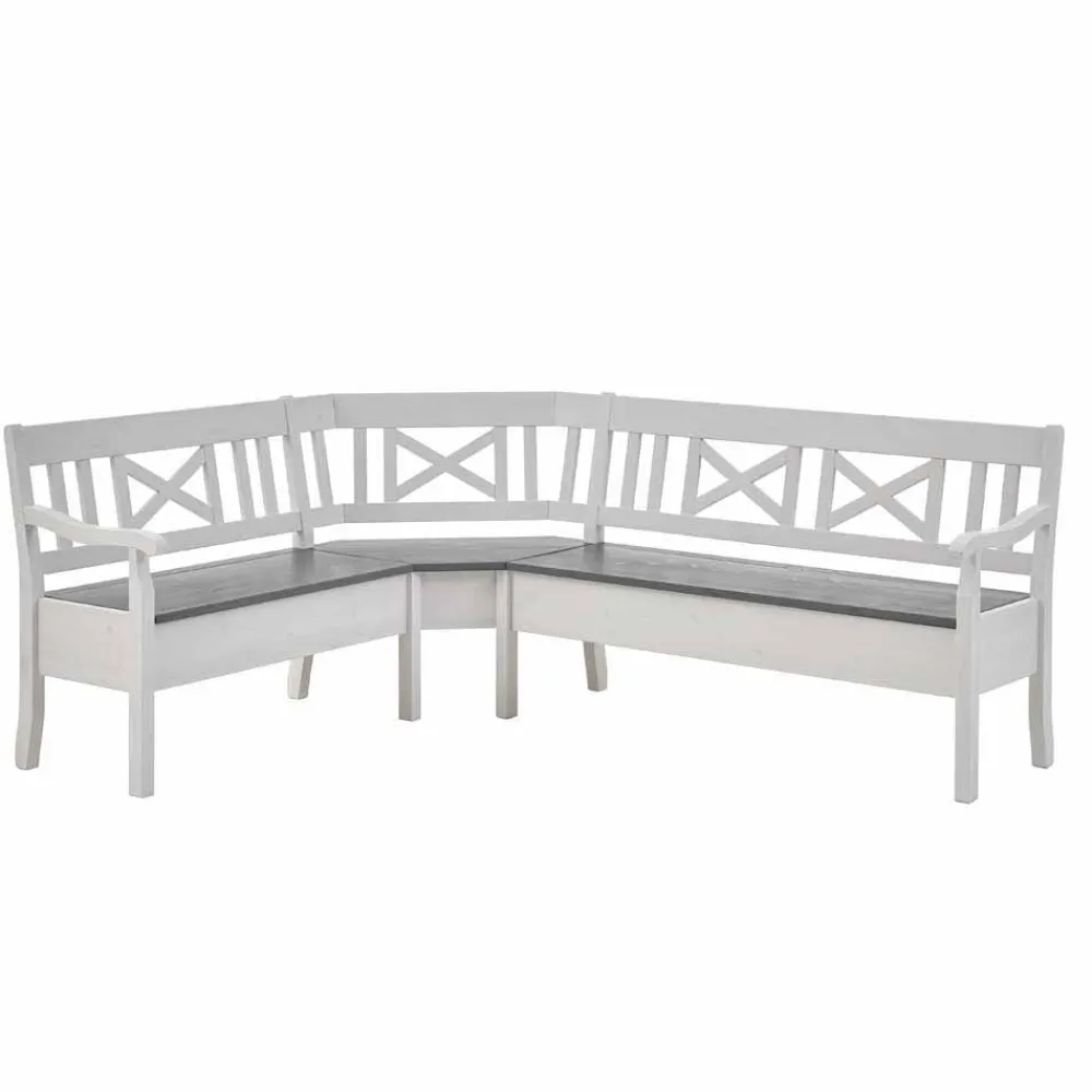 Wohnen Esstisch Eckbank Yoan in Weiß Grau