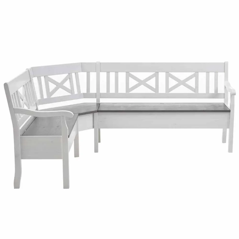 Wohnen Esstisch Eckbank Yoan in Weiß Grau