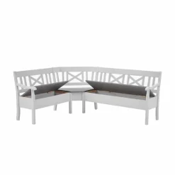 Wohnen Esstisch Eckbank Yoan in Weiß Grau