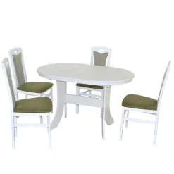 Wohnen Esstisch Kombi in Weiß & Grün - Cynthia (fünfteilig)