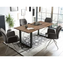 Wohnen Esstisch mit Drehstühlen Set - Valbera (fünfteilig)