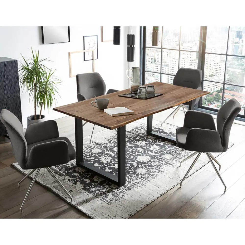 Wohnen Esstisch mit Drehstühlen Set - Valbera (fünfteilig)