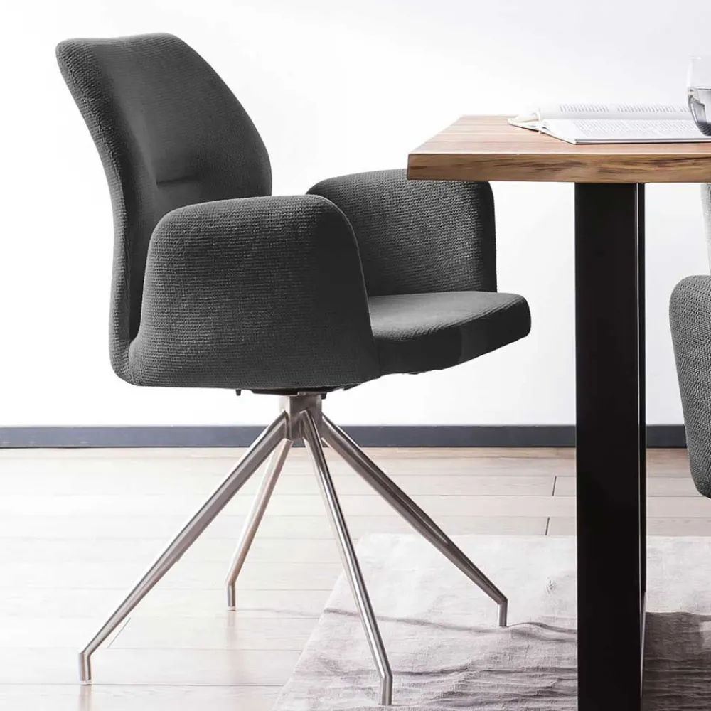 Wohnen Esstisch mit Drehstühlen Set - Valbera (fünfteilig)