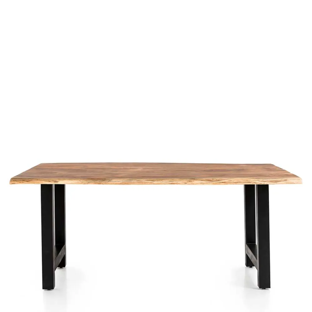 Wohnen Esstisch mit H-Gestell und Baumkanten Platte - Polardia