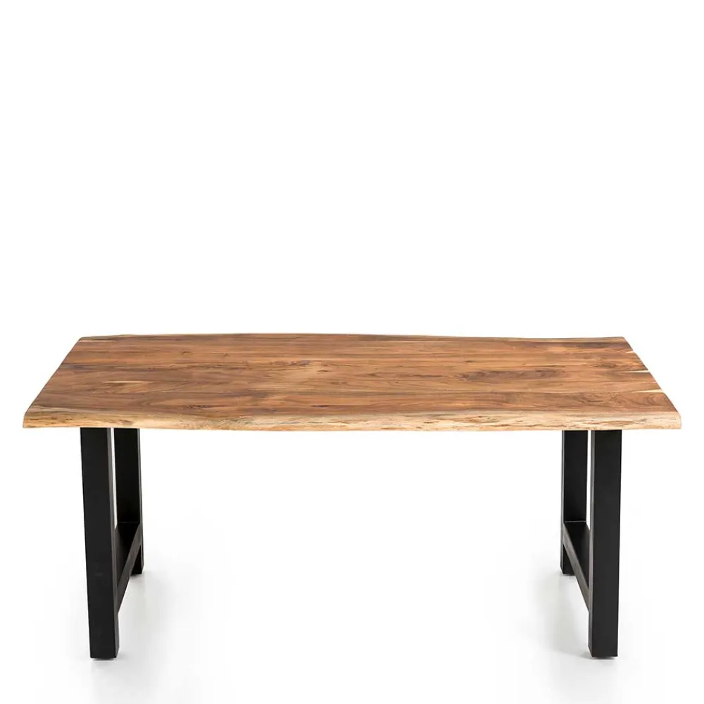 Wohnen Esstisch mit H-Gestell und Baumkanten Platte - Polardia