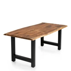 Wohnen Esstisch mit H-Gestell und Baumkanten Platte - Polardia