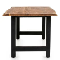 Wohnen Esstisch mit H-Gestell und Baumkanten Platte - Polardia