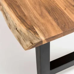 Wohnen Esstisch mit H-Gestell und Baumkanten Platte - Polardia