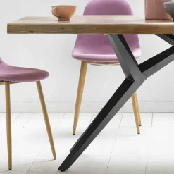 Wohnen Esstisch mit Holzplatte Akazie & Eisengestell - Sestron