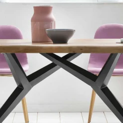 Wohnen Esstisch mit Holzplatte Akazie & Eisengestell - Sestron