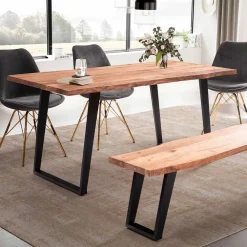 Wohnen Schwarze Möbel|Naturholzmöbel*Esstisch mit schrägen U-Beinen - Alice