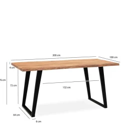 Wohnen Schwarze Möbel|Naturholzmöbel*Esstisch mit schrägen U-Beinen - Alice