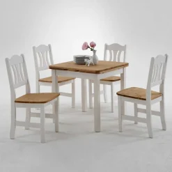 Wohnen Küchen-Essgruppen|Esszimmer Komplett*Esstisch mit Stühlen Vipe in Weiß (fünfteilig)