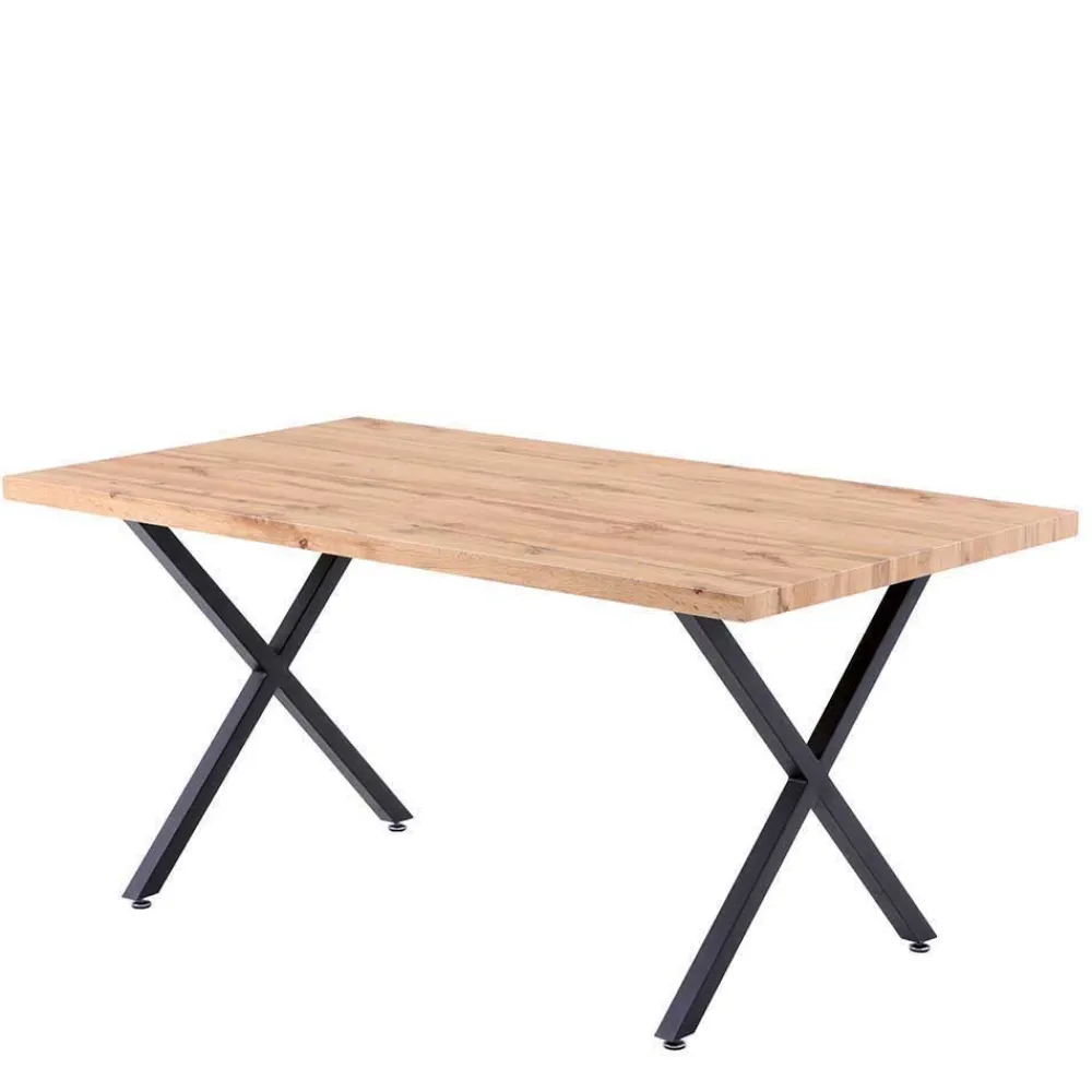 Wohnen Tische|Loft Möbel*Esstisch mit X-Beinen plus 4 Stühle - Lamon (fünfteilig)