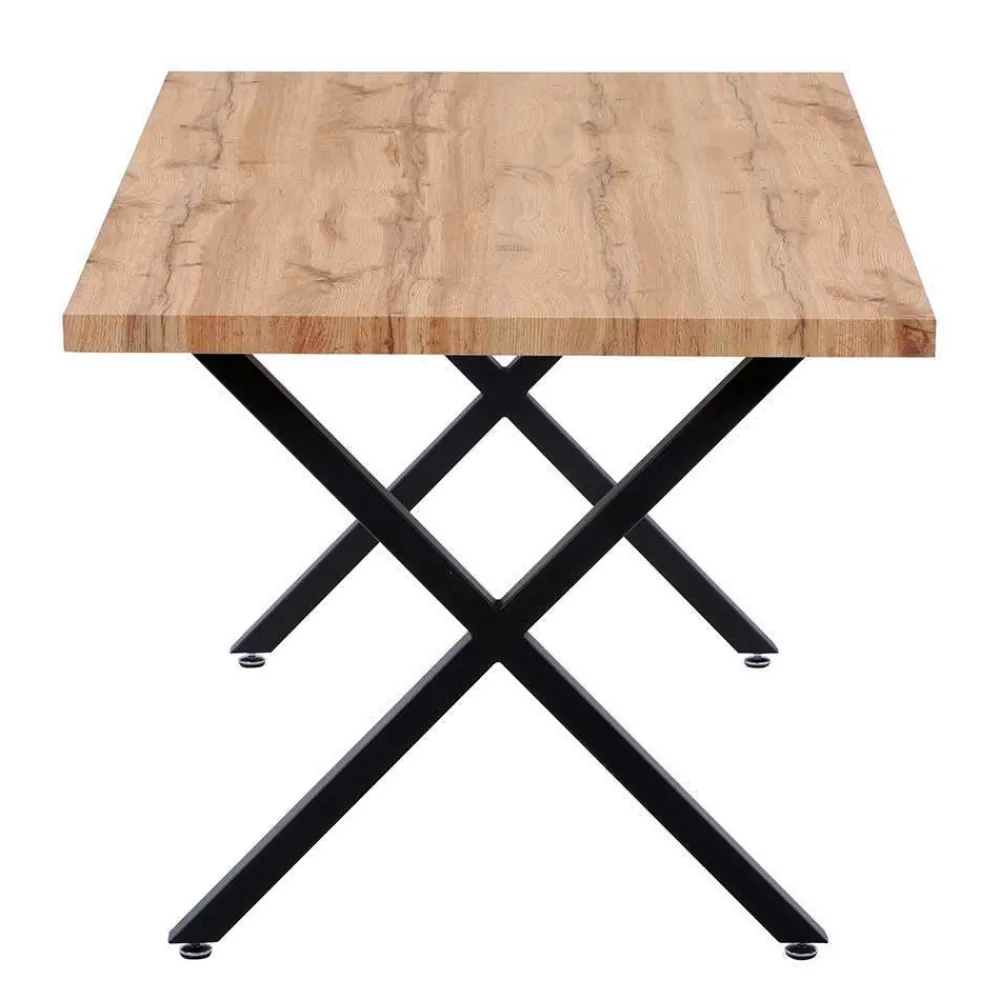 Wohnen Tische|Loft Möbel*Esstisch mit X-Beinen plus 4 Stühle - Lamon (fünfteilig)