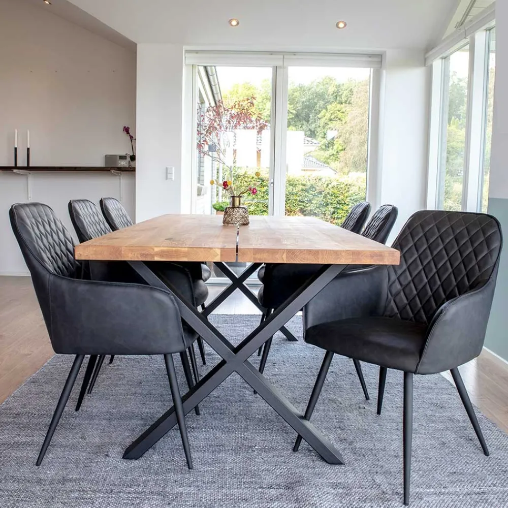 Wohnen Esstisch Sitzgruppe aus Eiche - Yourney (siebenteilig)