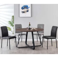 Wohnen Küchen-Essgruppen|Esszimmer Komplett*Esstisch Sitzgruppe mit Tisch Rund - Grace (fünfteilig)