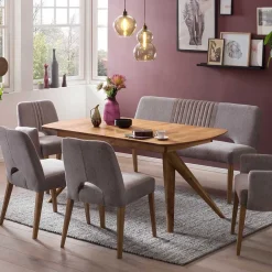 Wohnen Sitzbank|Küchenbänke*Esstisch Sofa Bank in Dunkelgrau Stoff Velours - Merka