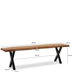 Wohnen Schwarze Möbel|Loft Möbel*Esstischbank mit X-Beinen - Rajavo