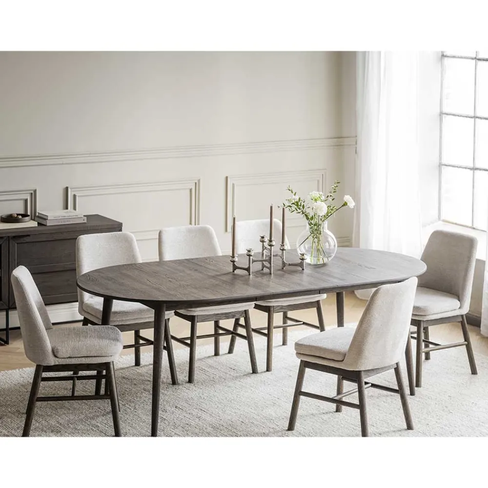 Wohnen Küchen-Essgruppen|Esszimmer Komplett*Esstischgruppe in Eiche Dunkel & Beige - Relencia (siebenteilig)