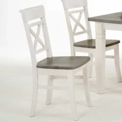 Wohnen Küchen-Essgruppen|Esszimmer Komplett*Esstischgruppe Yoan in Weiß Grau Landhaus (fünfteilig)