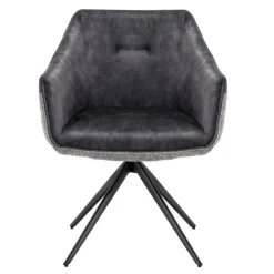 Wohnen Esstisch-Sessel in Dunkelgrau Material-Mix - Chiak