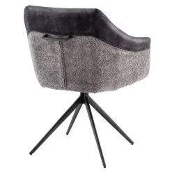 Wohnen Esstisch-Sessel in Dunkelgrau Material-Mix - Chiak