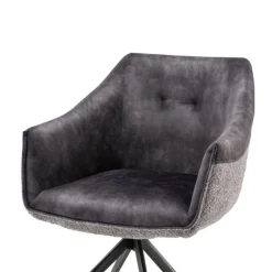 Wohnen Esstisch-Sessel in Dunkelgrau Material-Mix - Chiak