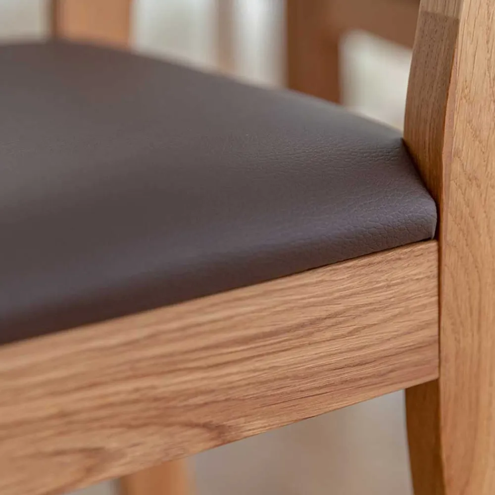 Wohnen Naturholzmöbel|Küchenstühle*Esstischstuhl aus Wildeiche mit Kunstleder Sitz - Ernestan