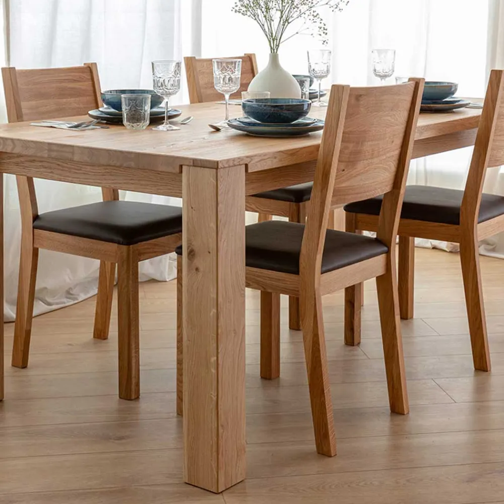 Wohnen Naturholzmöbel|Küchenstühle*Esstischstuhl aus Wildeiche mit Kunstleder Sitz - Ernestan