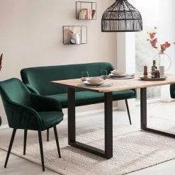 Wohnen Küchenbänke|Esszimmerbänke*Esszimmer Bank in Dunkelgrün Samt - Laruis