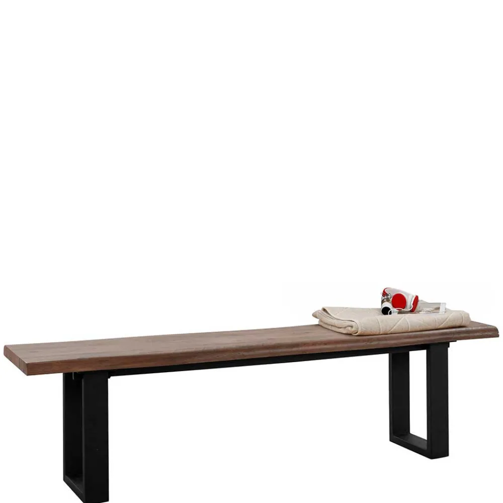 Wohnen Esszimmer Bank in Holzoptik & Schwarz - Kwin