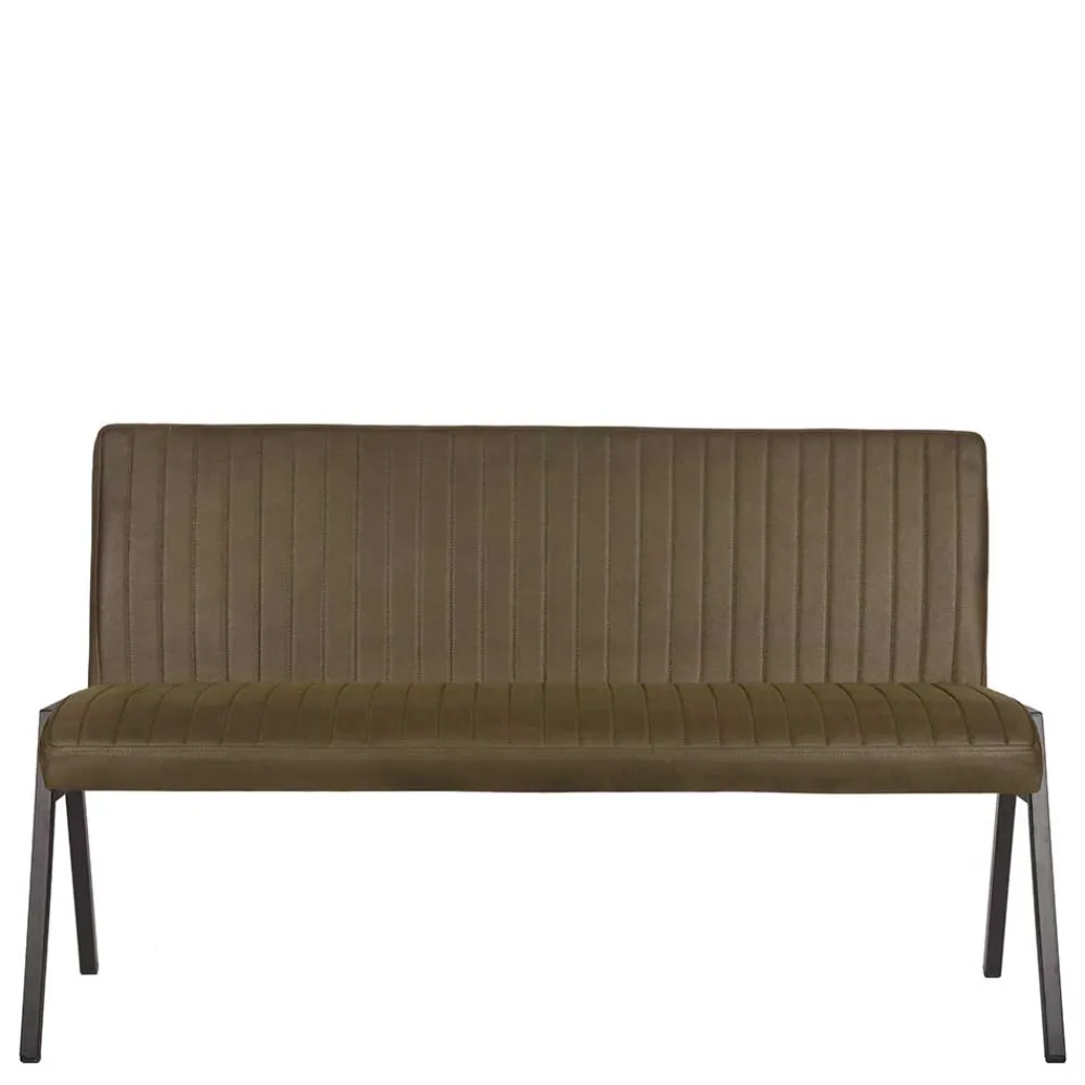 Wohnen Esszimmer Bank mit Lehne in Oliv Grün Microfaser - Sorellas