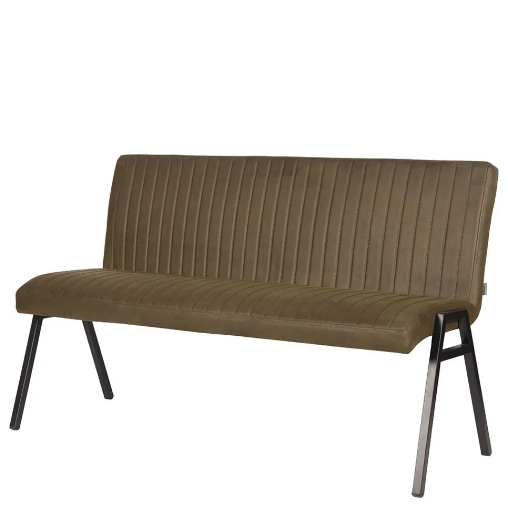 Wohnen Esszimmer Bank mit Lehne in Oliv Grün Microfaser - Sorellas