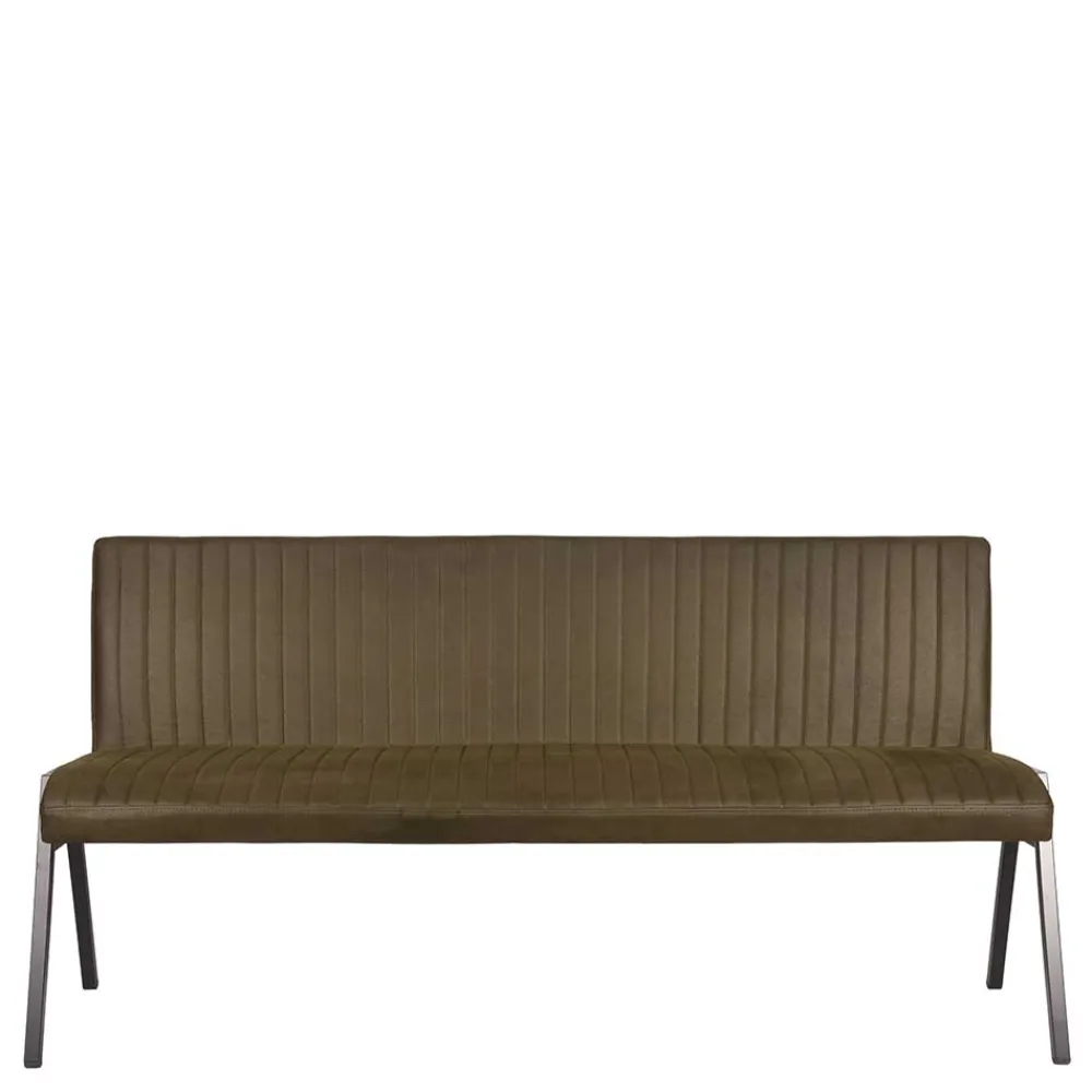 Wohnen Esszimmer Bank mit Lehne in Oliv Grün Microfaser - Sorellas