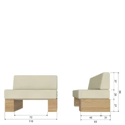 Wohnen Esszimmer Bank mit Rückenpolster - Depera