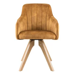 Wohnen Esszimmer Drehsessel in Curry Gelb & Eiche - Zylvia (2er Set)