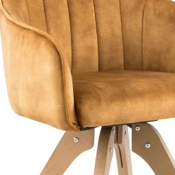 Wohnen Esszimmer Drehsessel in Curry Gelb & Eiche - Zylvia (2er Set)