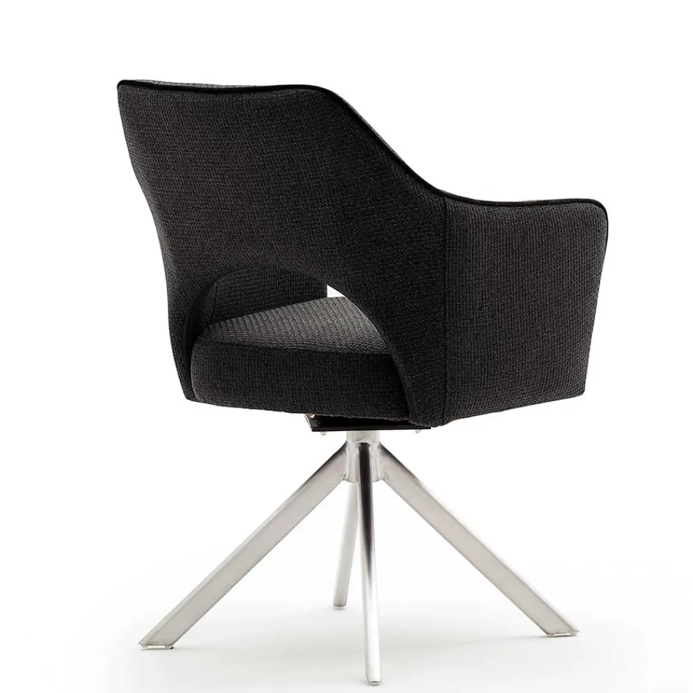 Wohnen Graue Möbel|Wohnzimmerstühle*Esszimmer Drehstühle in Grau Stoff - Rirona (2er Set)