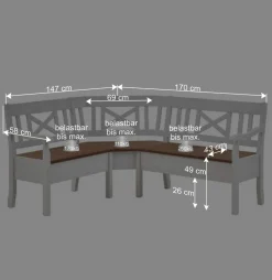 Wohnen Küchenbänke|Esszimmerbänke*Esszimmer Eckbank Barlad mit Stauraum