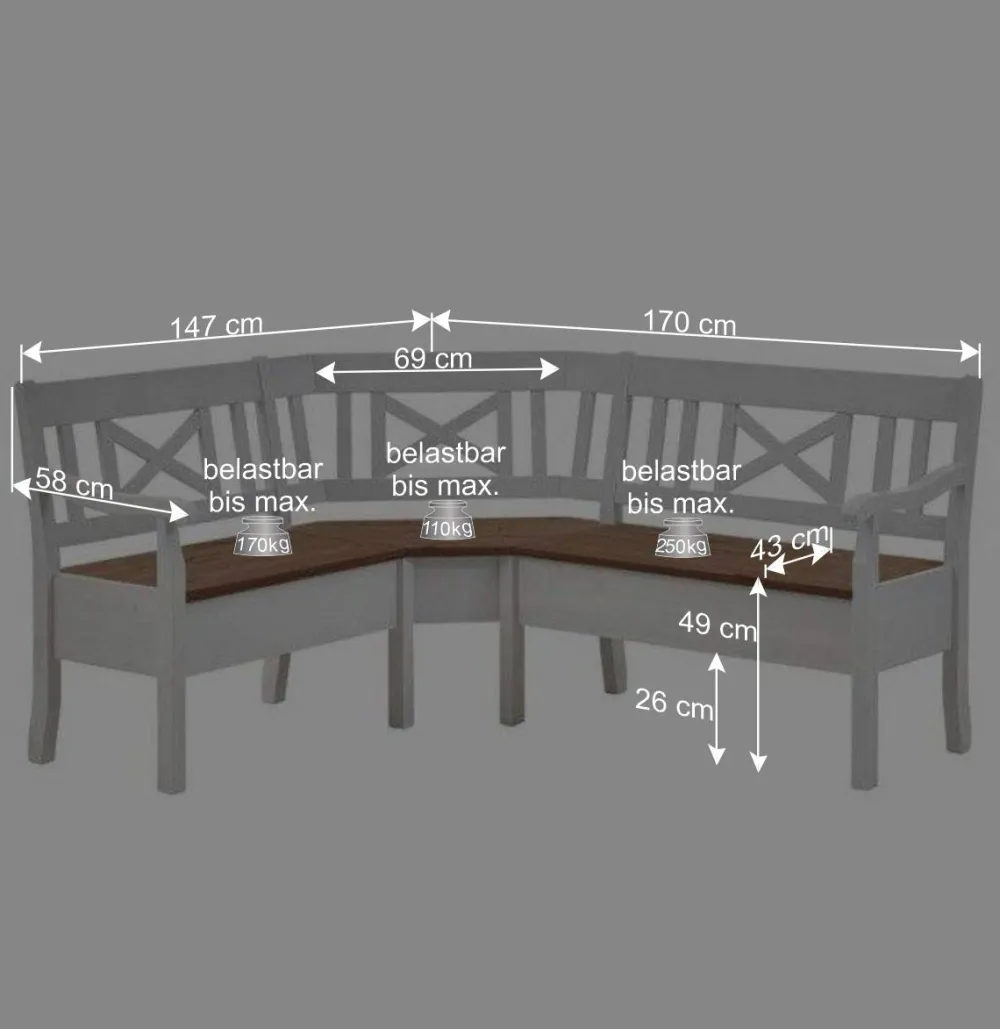 Wohnen Küchenbänke|Esszimmerbänke*Esszimmer Eckbank Barlad mit Stauraum