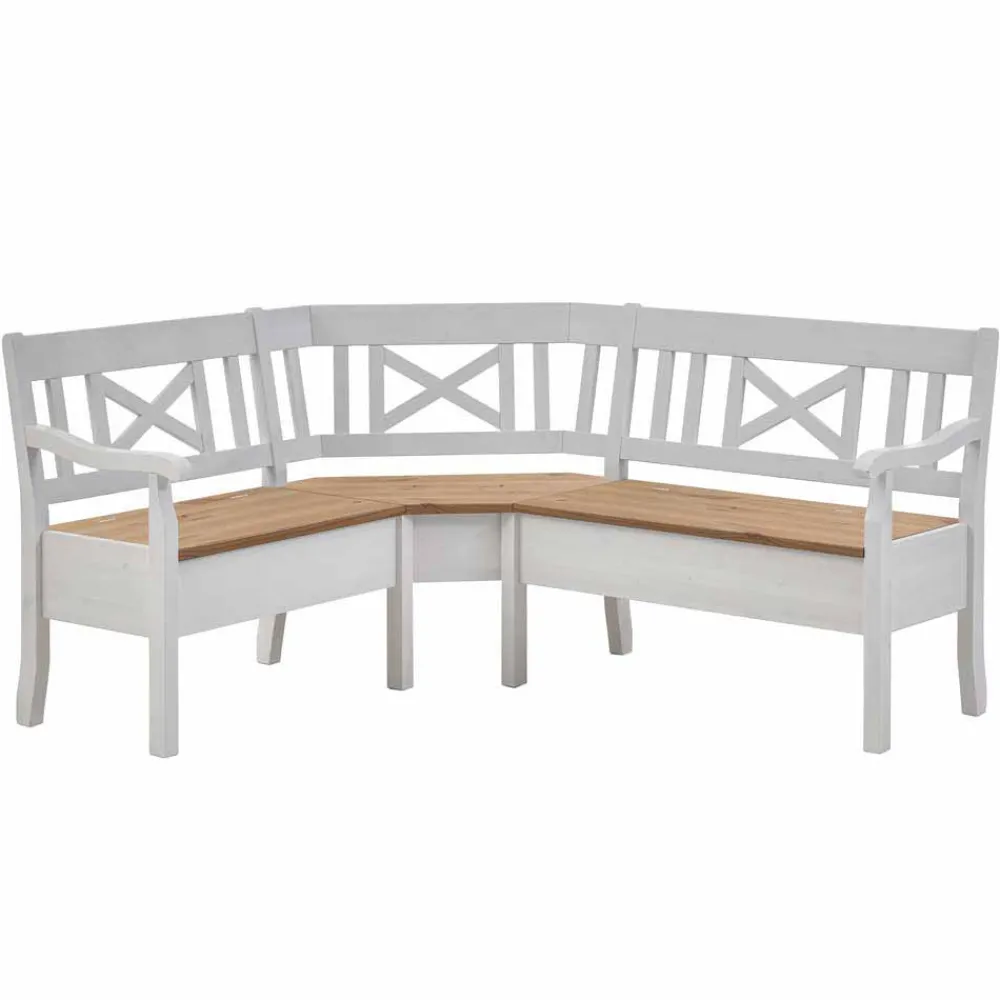 Wohnen Esszimmer Eckbank Lugon aus Kiefer Weiß massiv