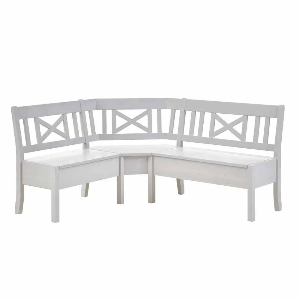 Wohnen Esszimmer Eckbank Onesti in Weiß Kiefer massiv