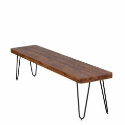 Wohnen Küchenbänke|Esszimmerbänke*Esszimmer Holzbank aus Sheesham massiv Tohema mit Metall Gestell