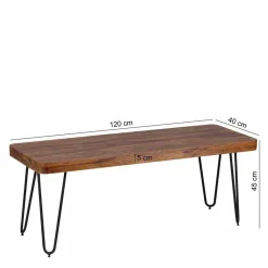 Wohnen Küchenbänke|Esszimmerbänke*Esszimmer Holzbank aus Sheesham massiv Tohema mit Metall Gestell