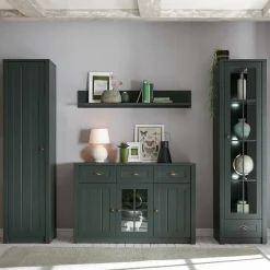 Wohnen Esszimmer Möbel Set in Dunkelgrün - Niestov (vierteilig)